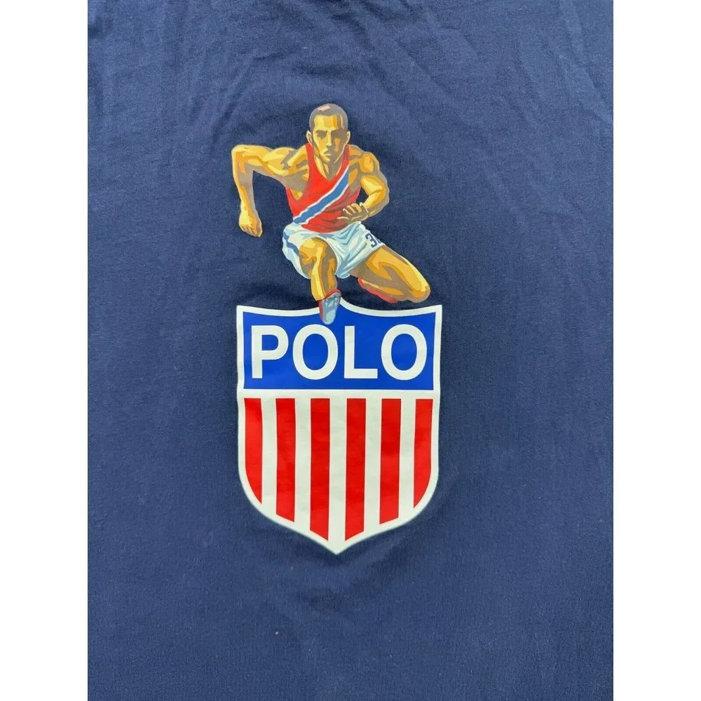 Polo Ralph Lauren Shirt Mens Small Blue Tee Stadium Shield USA Track Hurdle Wing